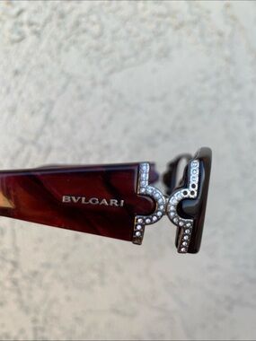 Bulgari Brown Tortoiseshell Crystal-Accent Sunglasses